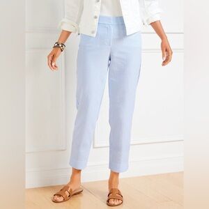 Talbots Blue and White Seersucker chinos Striped Straight-Leg crop pants